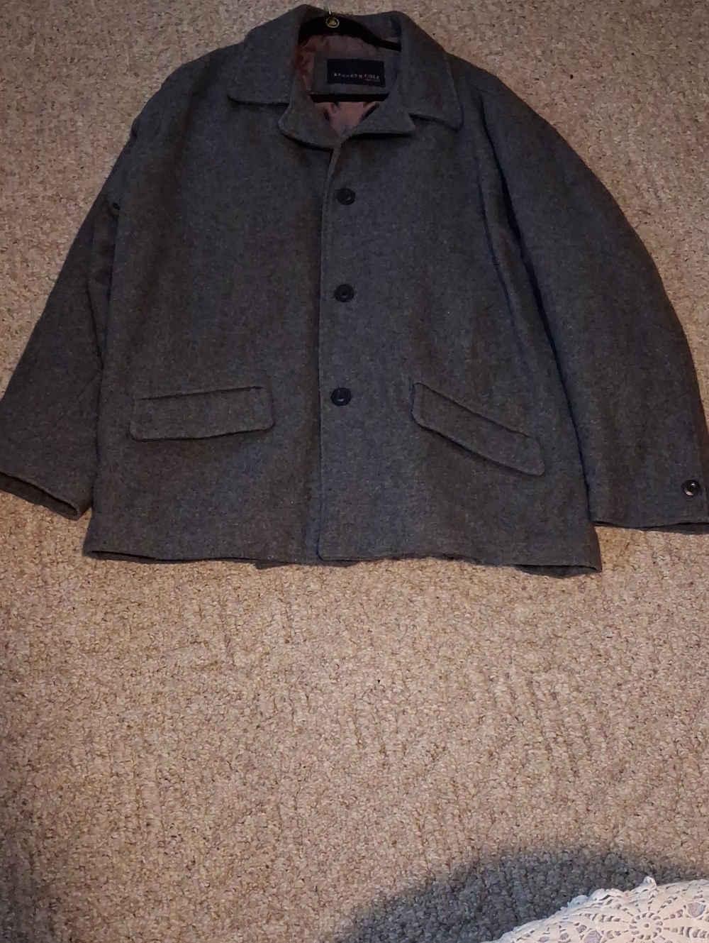 Kenneth Cole Charcoal Gray Wool Pea Coat
